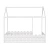 (Slats are not included) Twin Size Wood Bed House Bed Frame with Fence, for Kids, Teens, Girls, Boys (White )(OLD SKU :WF194274AAK)
