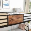 Bunk Bed Twin Over Twin Size Metal Bunk Bed with Ladder and Full-Length Guardrail, Metal Bunk Bed, Storage Space, No Box Spring Needed, Noise Free, Bl