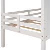 Twin Size Low Loft House Bed with Roof and Two Front Windows