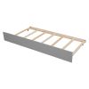 Twin Wooden Daybed with trundle, Twin House-Shaped Headboard bed with Guardrails,Grey