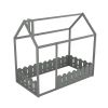 (Slats are not included) Twin Size Wood Bed House Bed Frame with Fence, for Kids, Teens, Girls, Boys (Gray )(OLD SKU :WF194274AAE)