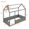 (Slats are not included) Twin Size Wood Bed House Bed Frame with Fence, for Kids, Teens, Girls, Boys (Gray )(OLD SKU :WF194274AAE)