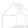 (Slats are not included) Full Size Wood Bed House Bed Frame with Fence, for Kids, Teens, Girls, Boys (White )(OLD SKU:WF281294AAK)