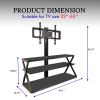 Leadzm TSG001 32-65" Corner Floor TV Stand with Swivel Bracket 3-Tier Tempered Glass Shelves