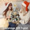 2ft Mini Christmas Tree with Light Artificial Small Tabletop Woodland Christmas Decoration with Flocked Snow;  Exquisite Decor & Xmas Ornaments for Ta