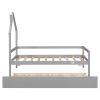 Twin Wooden Daybed with trundle, Twin House-Shaped Headboard bed with Guardrails,Grey