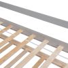 Twin Wooden Daybed with trundle, Twin House-Shaped Headboard bed with Guardrails,Grey