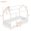 (Slats are not included) Twin Size Wood Bed House Bed Frame with Fence, for Kids, Teens, Girls, Boys (White )(OLD SKU :WF194274AAK)