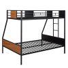 Twin-over-full bunk bed modern style steel frame bunk bed with safety rail, built-in ladder for bedroom, dorm, boys, girls, adults