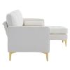 218*141*87cm Boucle Yarn, Diamond-Shaped Gold-Plated Three-Pronged Legs, Three-Seater With Footstool, Indoor Modular Sofa, Beige
