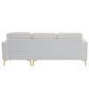 218*141*87cm Boucle Yarn, Diamond-Shaped Gold-Plated Three-Pronged Legs, Three-Seater With Footstool, Indoor Modular Sofa, Beige