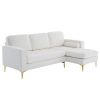 218*141*87cm Boucle Yarn, Diamond-Shaped Gold-Plated Three-Pronged Legs, Three-Seater With Footstool, Indoor Modular Sofa, Beige