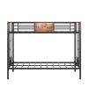 Bunk Bed Twin Over Twin Size Metal Bunk Bed with Ladder and Full-Length Guardrail, Metal Bunk Bed, Storage Space, No Box Spring Needed, Noise Free, Bl