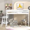 Full Loft Bed with Platform,ladder,White
