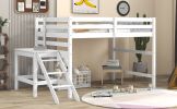 Full Loft Bed with Platform,ladder,White
