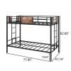 Bunk Bed Twin Over Twin Size Metal Bunk Bed with Ladder and Full-Length Guardrail, Metal Bunk Bed, Storage Space, No Box Spring Needed, Noise Free, Bl