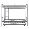 Twin-Over-Twin Metal Bunk Bed With Trundle,Can be Divided into two beds,No Box Spring needed ,White ( old sku: MF194806AAN )