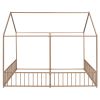 Metal Twin Size House Platform Beds, Two Shared Beds, Gold