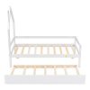 Twin Wooden Daybed with trundle, Twin House-Shaped Headboard bed with Guardrails,White