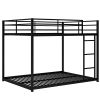 Full over Full Metal Bunk Bed, Low Bunk Bed with Ladder, Black(Old SKU:MF197034AAB)