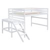 Full Loft Bed with Platform,ladder,White