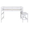 Full Loft Bed with Platform,ladder,White