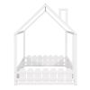 (Slats are not included) Full Size Wood Bed House Bed Frame with Fence, for Kids, Teens, Girls, Boys (White )(OLD SKU:WF281294AAK)