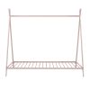 House Bed Tent Bed Frame Twin Size Metal Floor Play House Bed with Slat for Kids Girls Boys , No Box Spring Needed Pink