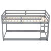 Twin over Twin Floor Bunk Bed with Ladder , Gray(Old SKU:WF281727AAE/WF286602AAE)