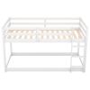 Twin over Twin Floor Bunk Bed with Ladder , White(Old SKU:WF281727AAK/WF286602AAK)