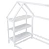 Twin House-Shaped Floor Bed with 2 Detachable Stands,White