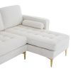 218*141*87cm Boucle Yarn, Diamond-Shaped Gold-Plated Three-Pronged Legs, Three-Seater With Footstool, Indoor Modular Sofa, Beige
