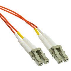 LC OM1 Duplex 2.0mm Fiber Optic Patch Cord, Multimode 62.5/125, Orange Jacket, Beige Connector, 1 meter (3.3 ft)