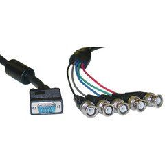 SVGA (HD15 Male) to BNC (5 Male) Monitor Breakout Cable, Black, Double Shielded, 10 foot