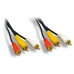 RCA Audio / Video Cable, 3 RCA Male, gold plated connectors, 25 foot