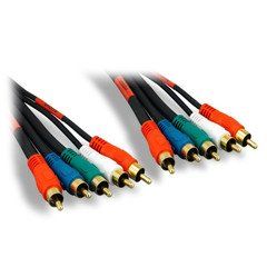 High Quality Component Video and Audio RCA Cable, 3 RCA (RGB) and 2 RCA (Right and Left) Male, Gold-plated Connectors, 25 foot