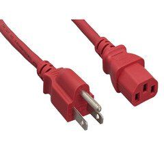 Computer / Monitor Power Cord, Red, NEMA 5-15P to C13, 18AWG, 10 Amp, 4 foot