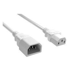 Computer / Monitor Power Extension Cord, White, C13 to C14, 10 Amp, 8 foot