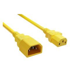 Computer / Monitor Power Extension Cord, Yellow, C13 to C14, 10 Amp, 3 foot