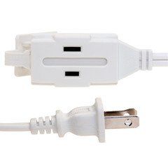 Indoor Polarized Power Extension Cord, NEMA 1-15P to 3 x NEMA 1-15R, UL/CSA, White, 16/2, 9ft