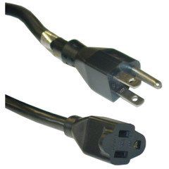 Power Extension Cord, Black, SJT, NEMA 5-15P to NEMA 5-15R, 14 AWG, 3 Conductor, 13 Amp, 50 foot