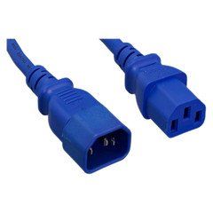 Computer / Monitor Power Extension Cord, Blue, C13 to C14, 14AWG,15 Amp, 4 foot