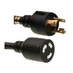 Heavy Duty Power Extension Cord, Black, SJT, NEMA L5-30P to NEMA L5-30R, 10 AWG, 3 Conductor, 30 Amp, 10 foot