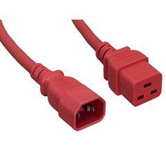 Power Cord, C14 to C19, 14 AWG,15 Amp, Red, 10 foot