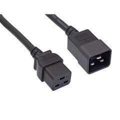 Data Center Power Cord, Black, C20 to C19, 14AWG/3C, 15 Amp, 6 foot
