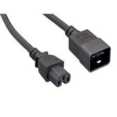 Power Extension Cord, Black, C20 to C15, 14AWG/3C, 15 Amp, 10 foot