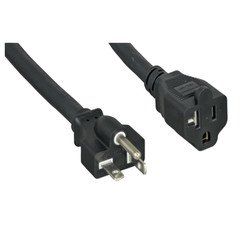 Black NEMA 5-20P TO NEMA 5-20R, 12/3, 20 Amp, UL Listed, SJT, 15 foot