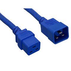 Heavy Duty Server Power Extension Cord, Blue, C20 to C19, 12AWG/3C, 20 Amp, 8 foot
