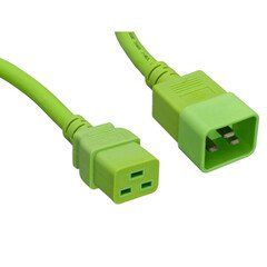 Heavy Duty Server Power Extension Cord, Green, C20 to C19, 12AWG/3C, 20 Amp, 10 foot