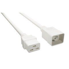 Heavy Duty Server Power Extension Cord, White, C20 to C19, 12AWG/3C, 20 Amp, 10 foot